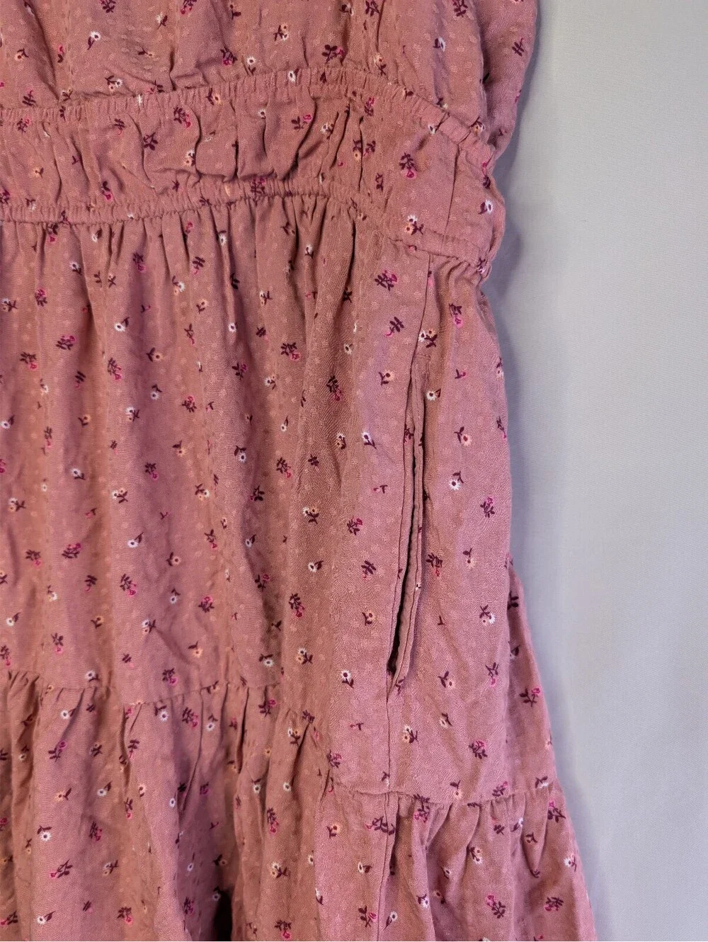 Cat & Jack Girls' Pink Floral Tiered Dress XL (14)